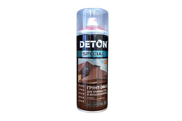 Грунт-эмаль "DETON SPECIAL" для профнастила и м/череп., RAL 3005 красное вино, 520 мл, аэрозоль