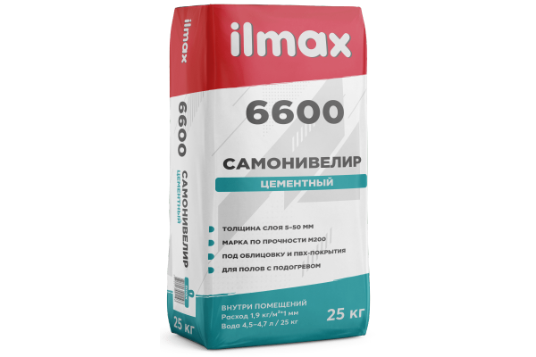 Смесь сухая цементная для самонивелирующихся стяжек ILMAX 6600 25 кг